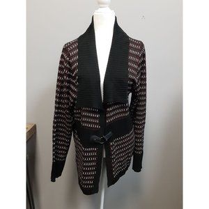 Bon Worth Cardigan Sweater Black Ivory Long Sleeve Size M NWT